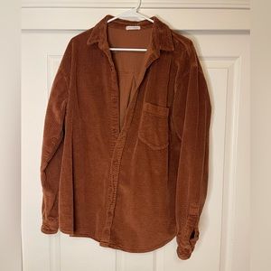 Free People We The Free Corduroy Shirt Jacket in Tobacco Size Large